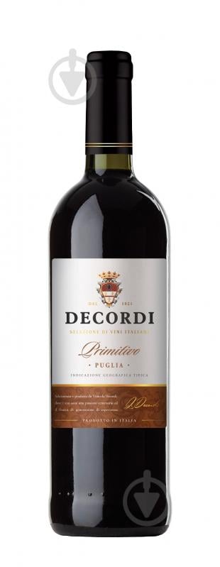 Вино Decordi красное сухое Primitivo Puglia 0,75 л - фото 1 Вино Decordi красное сухое Primitivo Puglia 0,75 л - фото 1