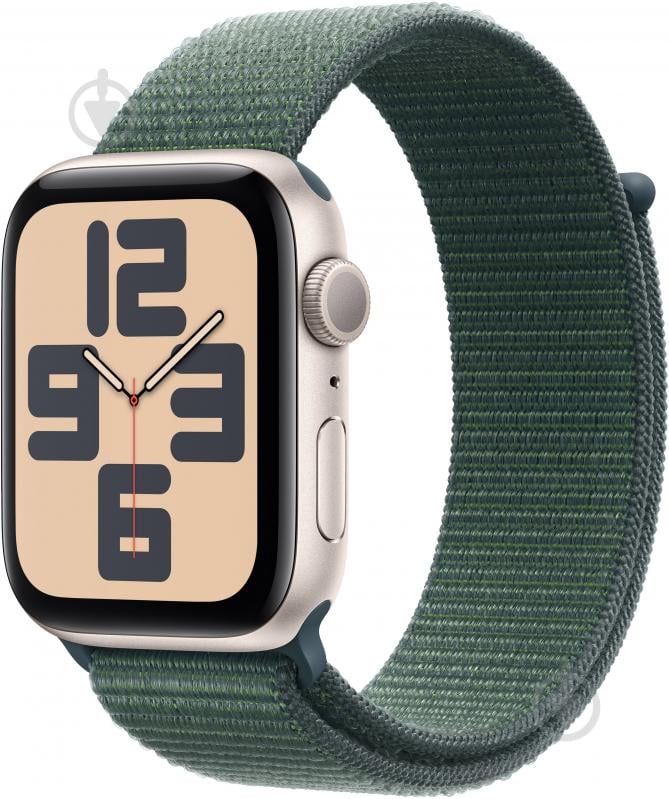 Смарт-годинник Apple Watch SE GPS 44mm starlight aluminium Case with Lake Green Sport Loop (MXEW3QH/A) - фото 1