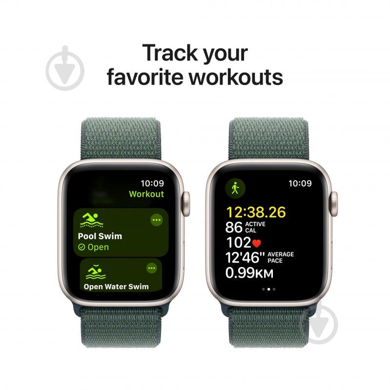 Смарт-годинник Apple Watch SE GPS 44mm starlight aluminium Case with Lake Green Sport Loop (MXEW3QH/A) - фото 6