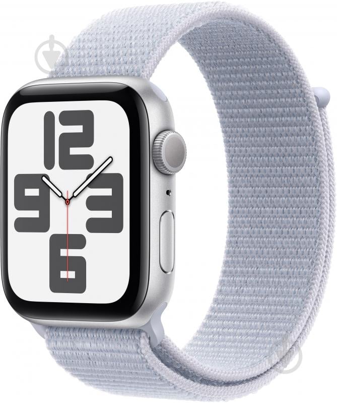 Смарт-часы Apple Watch SE GPS 44mm silver aluminium Case with Blue Cloud Sport Loop (MXET3QH/A) - фото 1