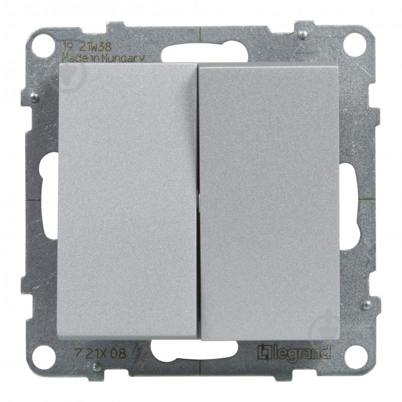 Переключатель проходной двухклавишный Legrand Suno без подсветки алюминий 721308 - фото 2