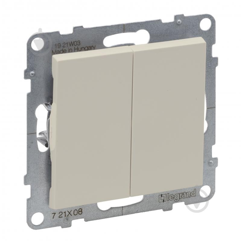 Переключатель проходной двухклавишный Legrand Suno без подсветки слоновая кость 721208 - фото 1
