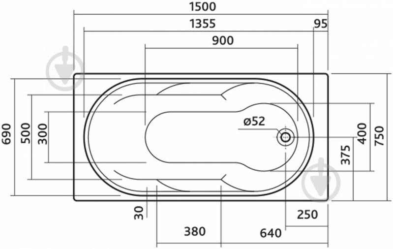 Ванна акриловая Kolo Laguna XWP0350000 150х75 см - фото 3