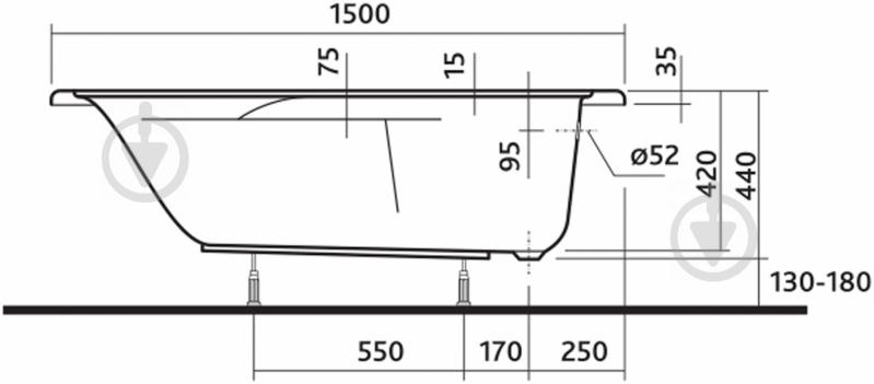 Ванна акриловая Kolo Laguna XWP0350000 150х75 см - фото 4