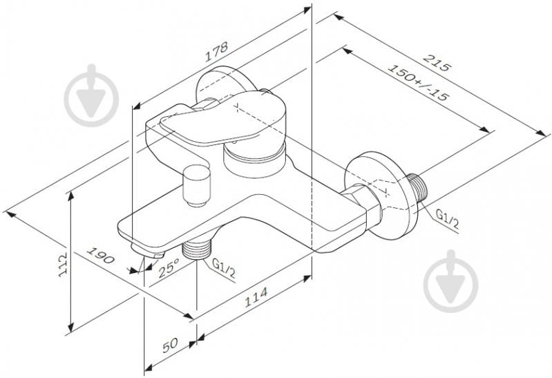 Смеситель для ванны AM.PM X-Joy F85a10000 - фото 7