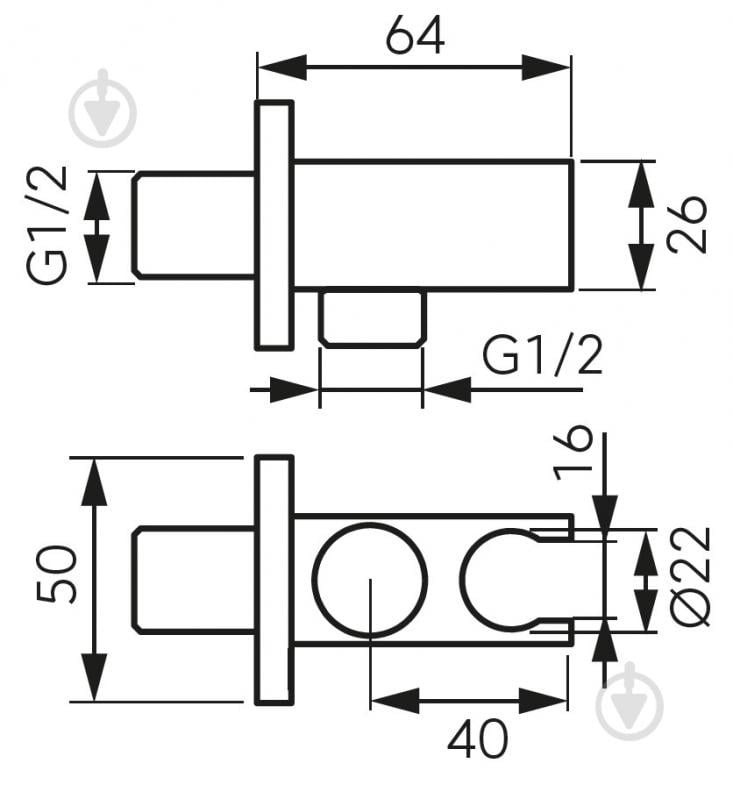 Шлангове з'єднання Ferro Кутове G1/2 PKN15BL (чорне) - фото 2