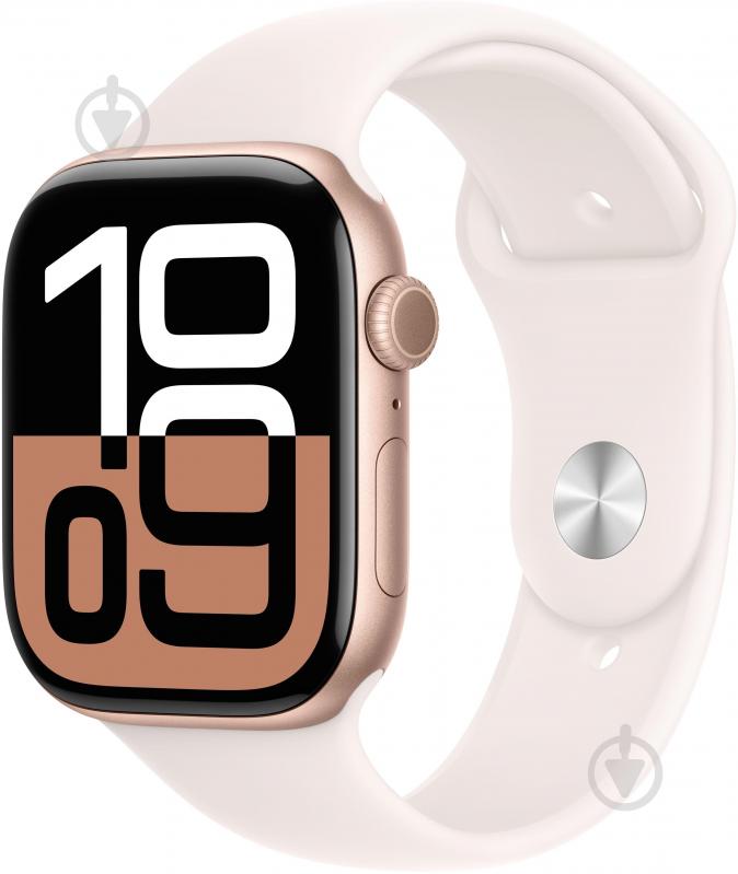 Смарт-часы Apple Watch Series 10 GPS 46mm rose gold Aluminium Case with Light Blush Sport Band M/L (MWWU3QH/A) - фото 1