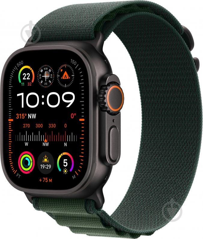 Смарт-часы Apple Watch Ultra 2 GPS + Cellular 49 mm black titanium Case with Dark Green Alpine Loop - Small (MX4Q3UL/A) - фото 1