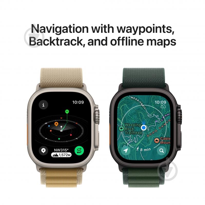 Смарт-годинник Apple Watch Ultra 2 GPS + Cellular 49 mm black titanium Case with Dark Green Alpine Loop - Small (MX4Q3UL/A) - фото 6