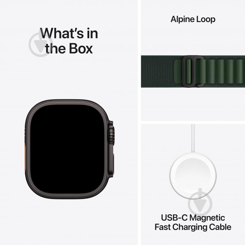 Смарт-годинник Apple Watch Ultra 2 GPS + Cellular 49 mm black titanium Case with Dark Green Alpine Loop - Small (MX4Q3UL/A) - фото 9