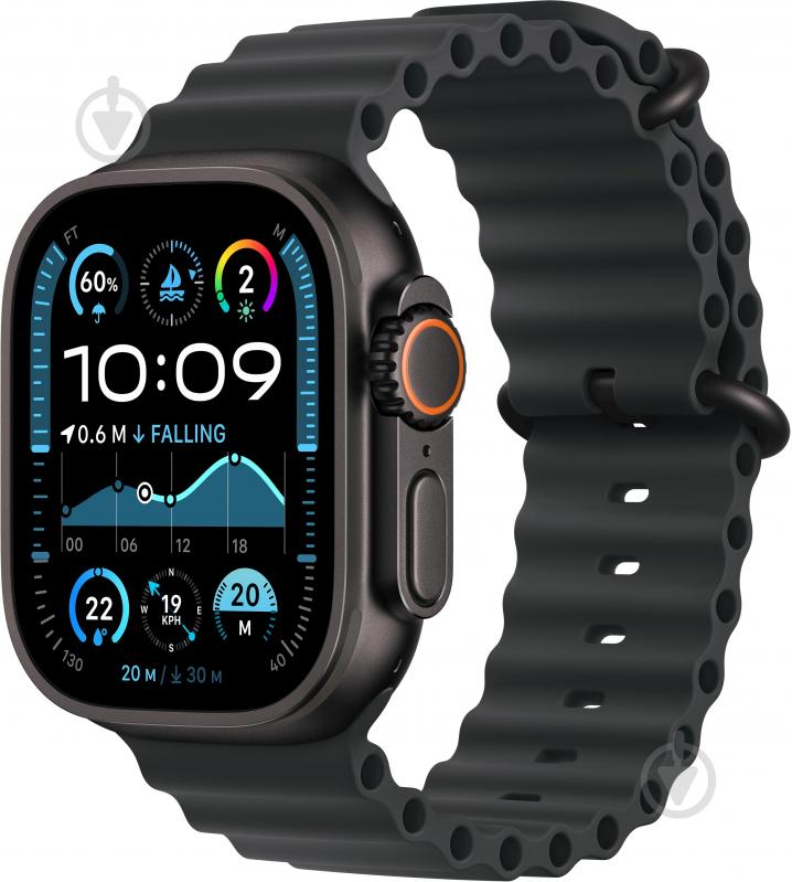 Смарт-часы Apple Watch Ultra 2 GPS + Cellular 49 mm black titanium Case with Black Ocean Band (MX4P3UL/A) - фото 1