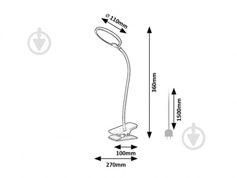 Настольная лампа Rabalux Марцин с зажимом 230 V 3000 K 7 Вт черный 74199 - фото 6