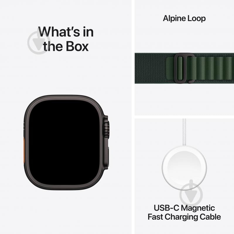 Смарт-годинник Apple Watch Ultra 2 GPS + Cellular 49 mm black titanium Case with Dark Green Alpine Loop - Medium (MX4R3UL/A) - фото 9