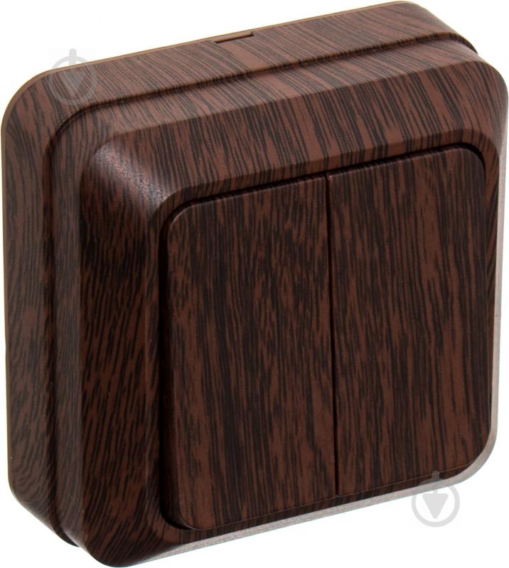 Выключатель двухклавишный UP! (Underprice) IP20 без подсветки орех BD-SWP.MZ20G2W1-Walnut - фото 2