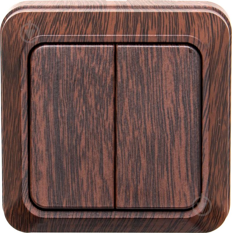 Выключатель двухклавишный UP! (Underprice) IP20 без подсветки орех BD-SWP.MZ20G2W1-Walnut - фото 1