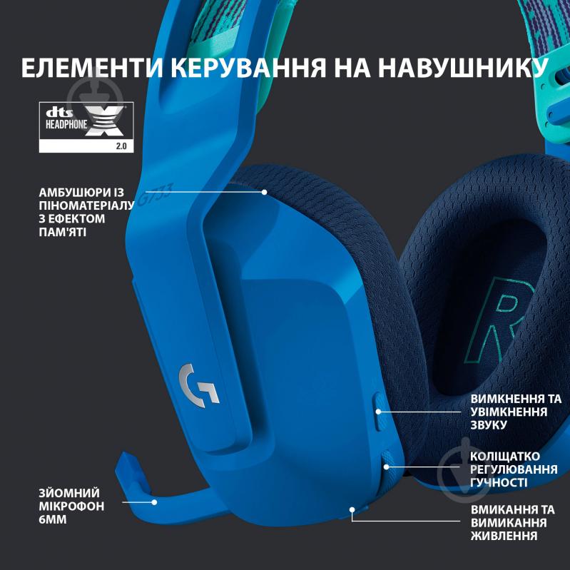 Гарнитура игровая Logitech G733 LIGHTSPEED Wireless RGB Gaming Headset blue (981-000943) - фото 5