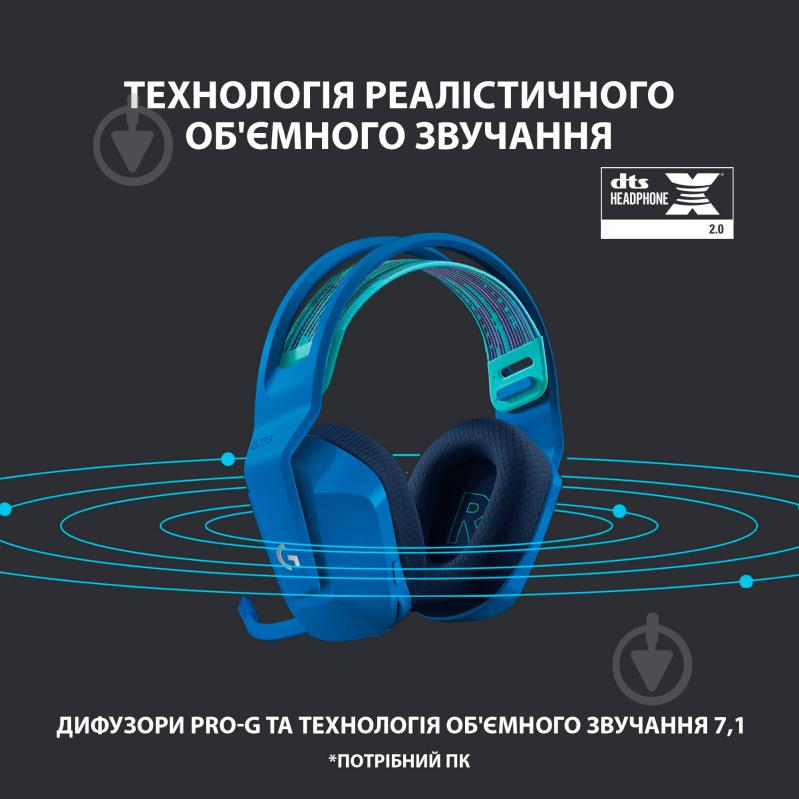 Гарнитура игровая Logitech G733 LIGHTSPEED Wireless RGB Gaming Headset blue (981-000943) - фото 10