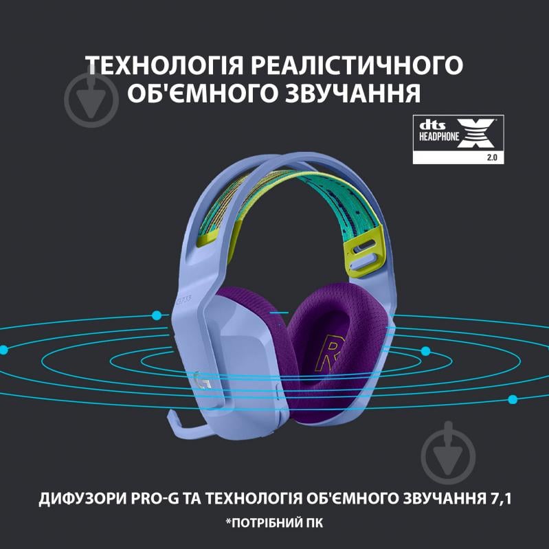 Гарнитура игровая Logitech G733 LIGHTSPEED Wireless RGB Gaming Headset lilac (981-000890) - фото 10