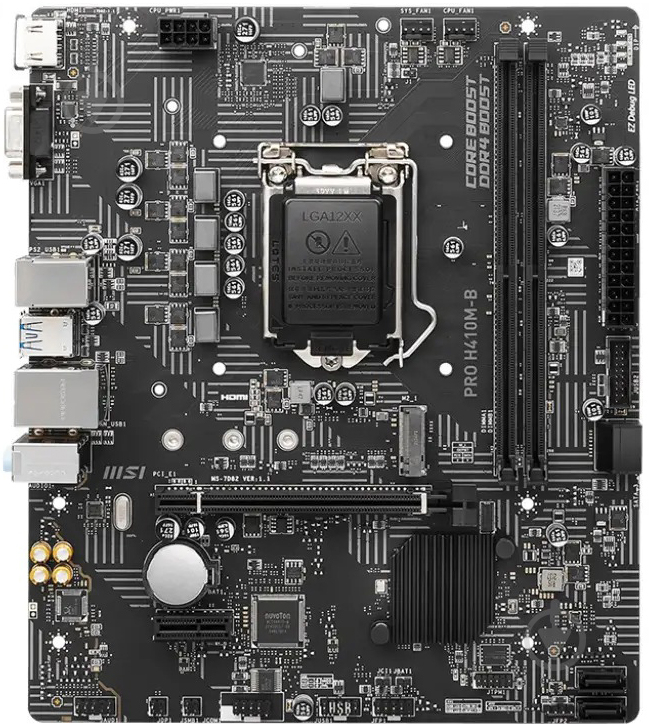 Материнская плата MSI PRO H410M-B (Socket 1200, Intel H410, micro ATX) - фото 1