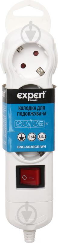 Колодка Expert Power із заземленням 3 гн. з вимикачем білий BNG-SS3SGR-WH - фото 4