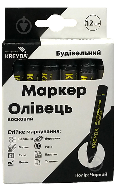 Мел KREYDA CW606816 маркировочный восковый черный 13 мм - фото 1