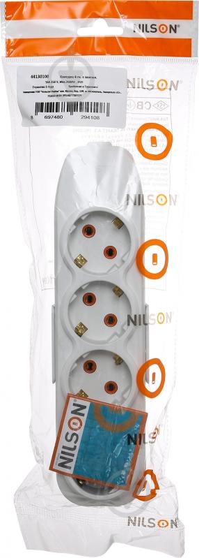 Колодка Nilson із заземленням 4 гн. без вимикача білий 44130100 - фото 5 Колодка Nilson із заземленням 4 гн. без вимикача білий 44130100 - фото 5