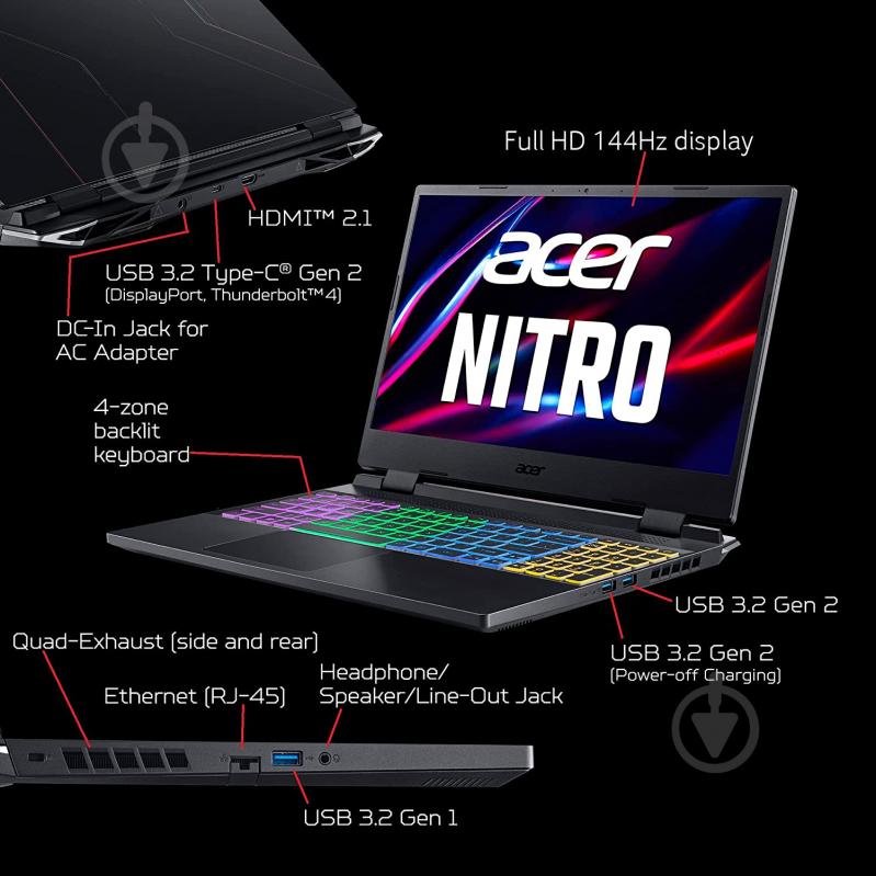 Ноутбук Acer Nitro 5 AN515-58 15,6" (NH.QFMEU.008) obsidian black - фото 13