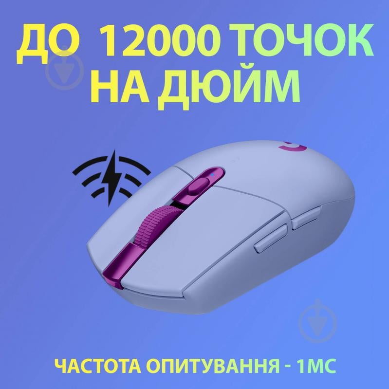 Миша Logitech G305 LIGHTSPEED Wireless Gaming Mouse lilac (910-006022) - фото 3