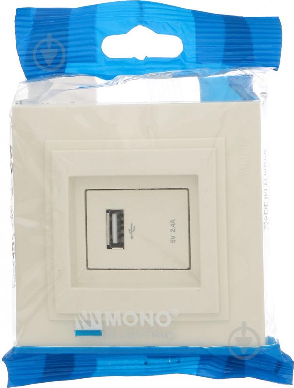 Розетка USB с заземлением Mono Despina без шторок без крышки крем 102-170005-177 - фото 4