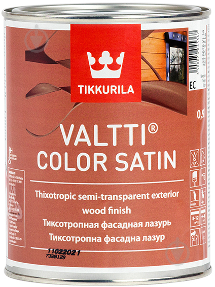 Пропитка (антисептик) TIKKURILA Valtti Color Satin полумат бесцветный 0,9 л - фото 1