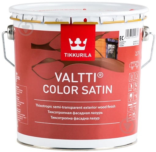 Пропитка (антисептик) TIKKURILA Valtti Color Satin полумат бесцветный 2,7 л - фото 1