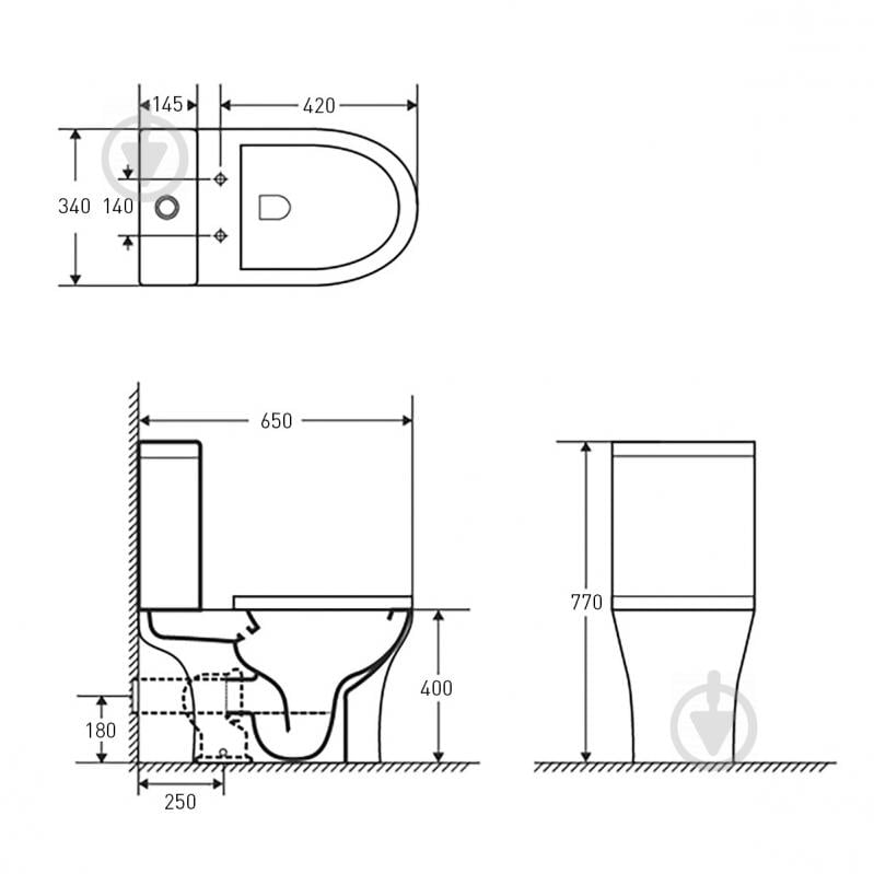 Унитаз-компакт VOLLE Cadiz Rimless нижний подвод с сиденьем Duroplast Slim slow-closing 1339.002000 - фото 2