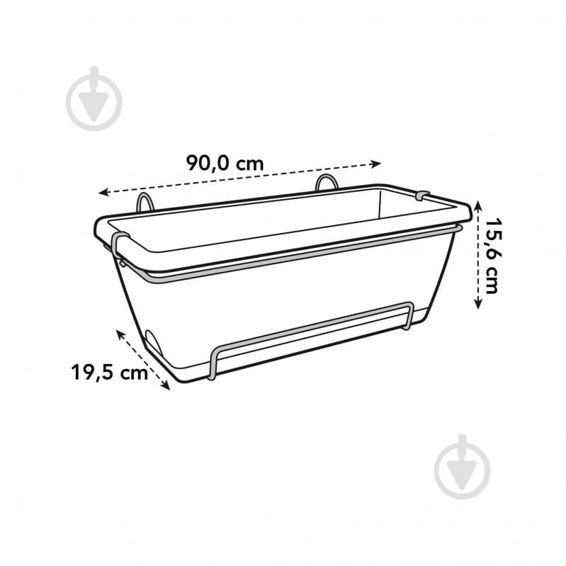 Вазон пластик barcelona balkonkasten 90 см прямокутний антрацит 18 л Elho (121280) - фото 3