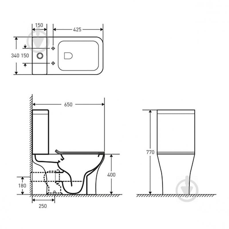 Унитаз-компакт VOLLE Lobo Rimless с сиденьем Duroplast Slim slow-closing 1340.002000 - фото 2