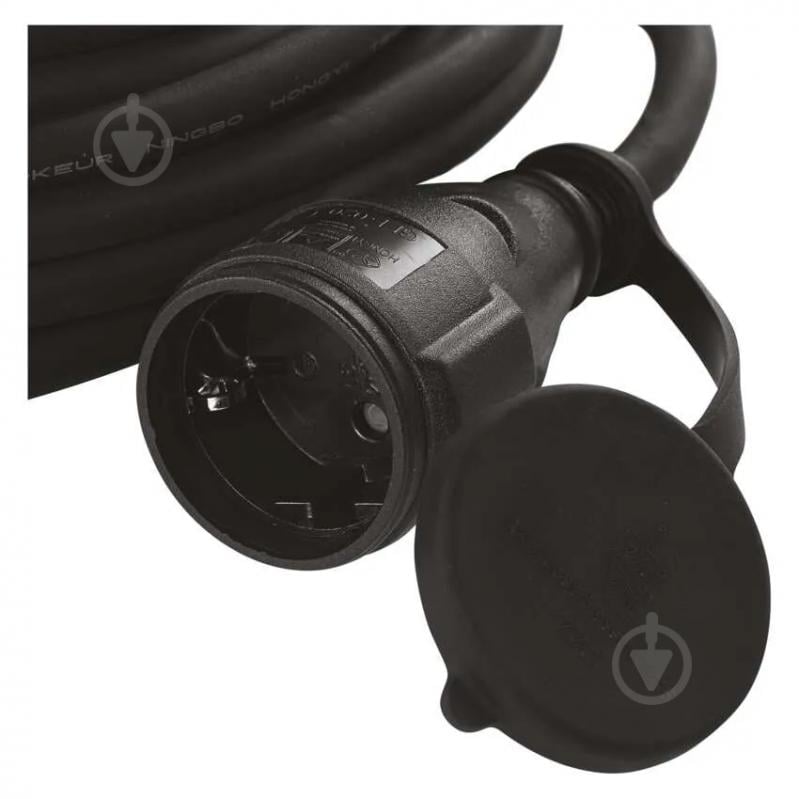 Подовжувач Emos 1,5 мм² 16A 3680 Вт IP44 гума із заземленням 1 гн. чорний 5 м P01805 - фото 7