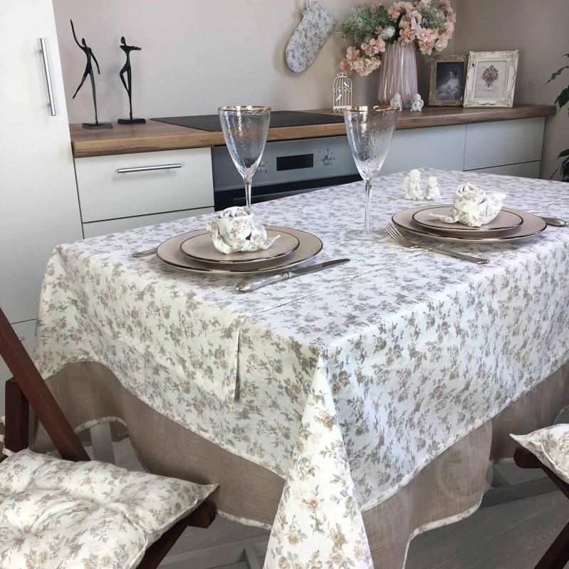 Скатерть Happy rose 150x180 см бежевый Прованс - фото 4
