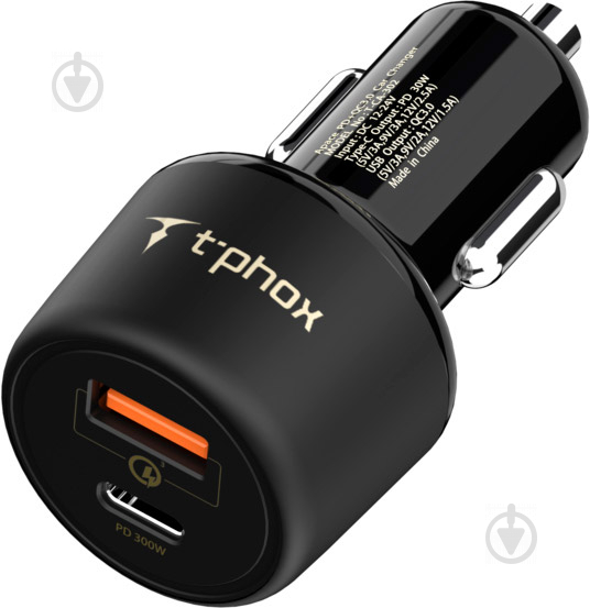 Автомобильное зарядное устройство T-PHOX Type-C PD 30W + QC 3.0 18W - фото 1