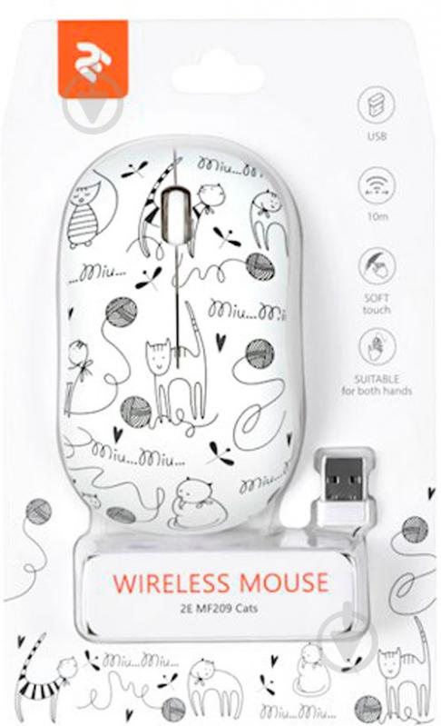 Мышь 2E MF209 WL Cats white - фото 5