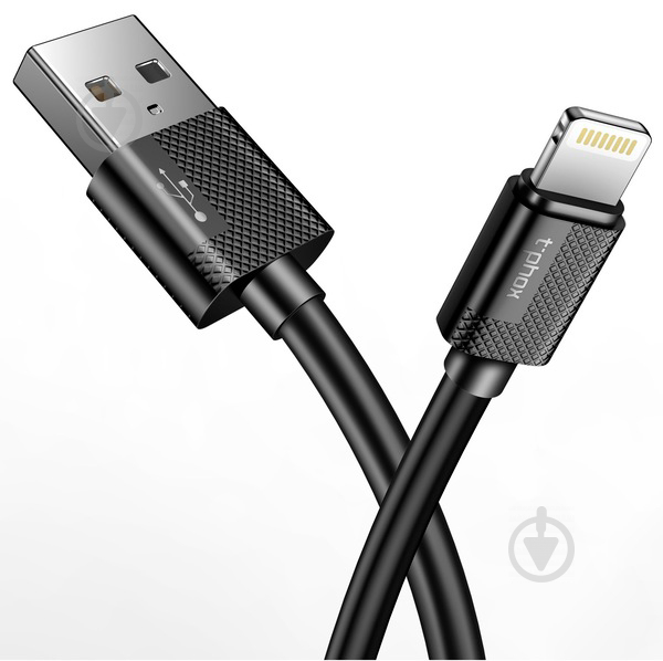 Кабель T-PHOX Lightning – USB 1,2 м черный (T-L801 black) NETS - фото 2