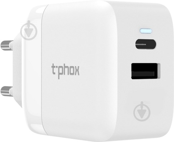 Зарядний пристрій T-PHOX T-PHOX COCO 1XTYPE-C PD 18W + 1XUSB QC3.0 (WHITE) - фото 2