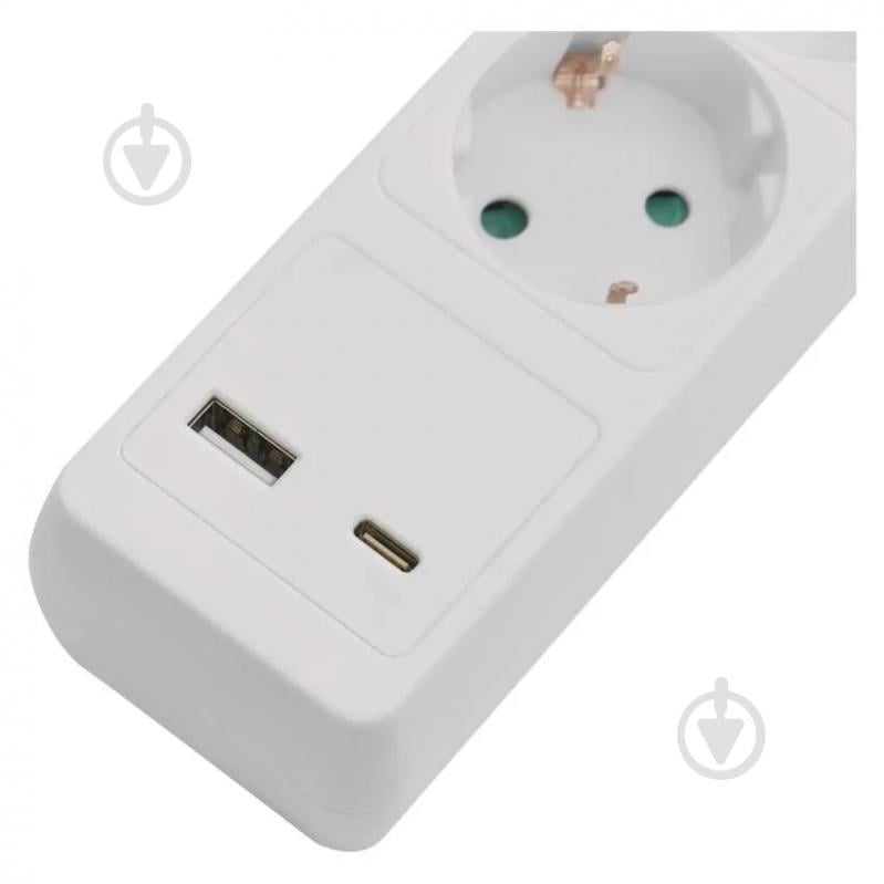 Подовжувач з вимикачем Emos 16A 3680 Вт 1USB-A /1USB-C із заземленням 5 гн. білий 3 м P1523CU - фото 6