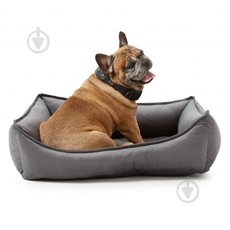 Лежак PETBED Комфорт 80x60 см h-23 см велюр темно-сірий - фото 4