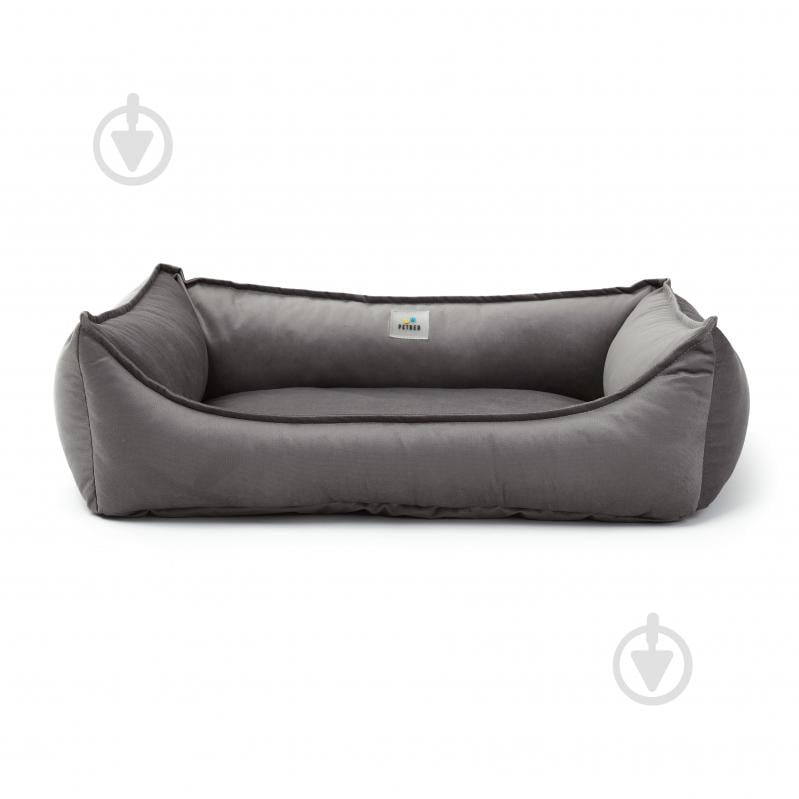 Лежак PETBED Комфорт 80x60 см h-23 см велюр темно-сірий - фото 1