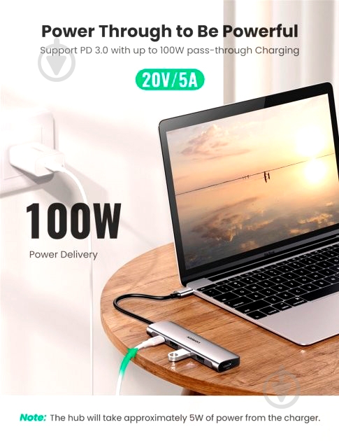 USB-хаб UGREEN CM136 USB Type-C Multifunction Adapter to 3xUSB 3.0+HDMI+PD Space Gray 70495 - фото 5