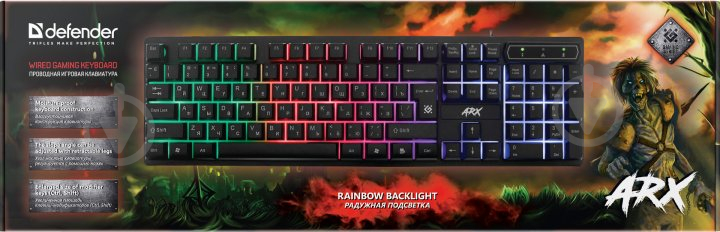 Клавиатура игровая Defender Arx GK-196L Rainbow USB Black (45196) - фото 3