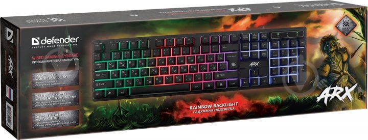 Клавиатура игровая Defender Arx GK-196L Rainbow USB Black (45196) - фото 4