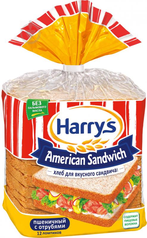 Хліб сандвічний Harrys American Sandwich пшеничний з висівками 515 г - фото 1