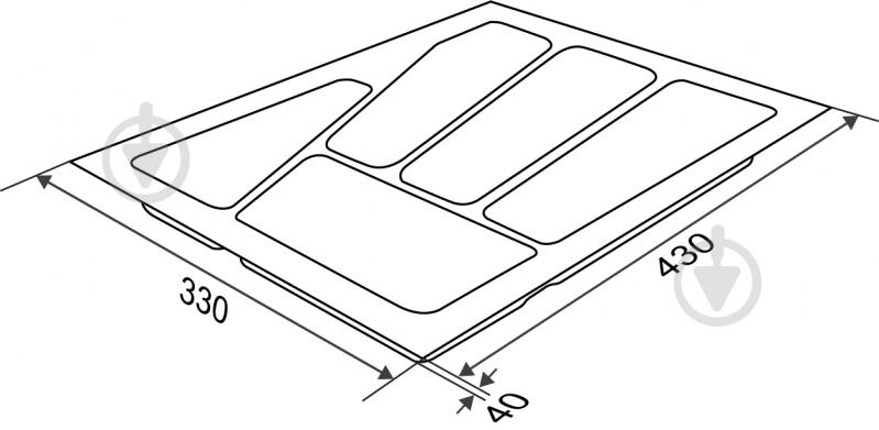 Лоток для столових приборів Verso 330x430x40 мм фасад 400 мм пластиковий білий - фото 2