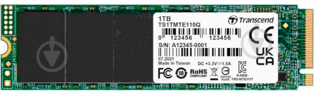 SSD-накопитель Transcend 1000GB M.2 PCI Express 3.0 x4 QLC (TS1TMTE110Q) - фото 1