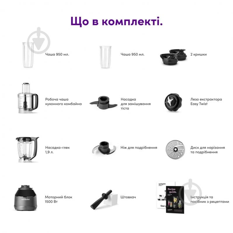 Блендер стаціонарний NUTRIBULLET NBF580B Triple Prep System - фото 9